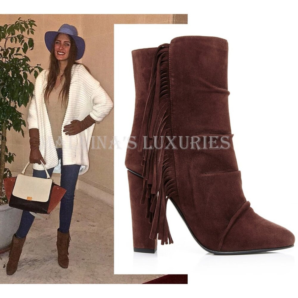 GIUSEPPE ZANOTTI BOOTS ALABAMA ANKLE BOOTIES FRINGE SUEDE LEATHER